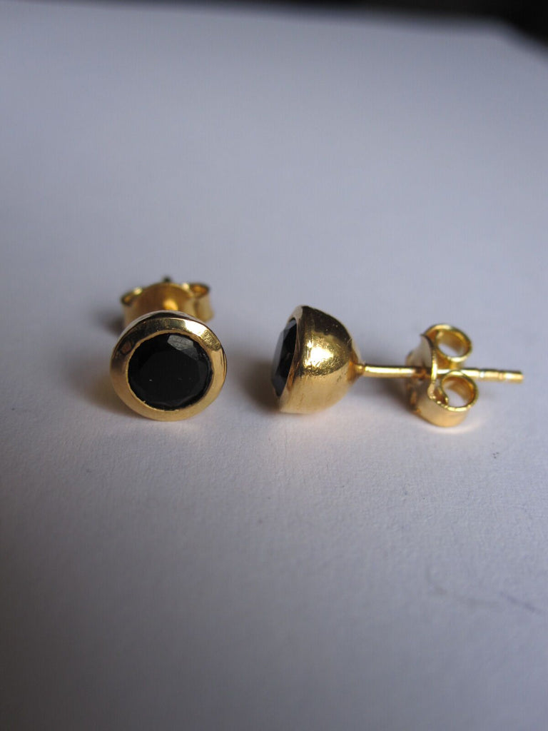 CollardManson 925 Silver Black Onyx Studs- gold plated