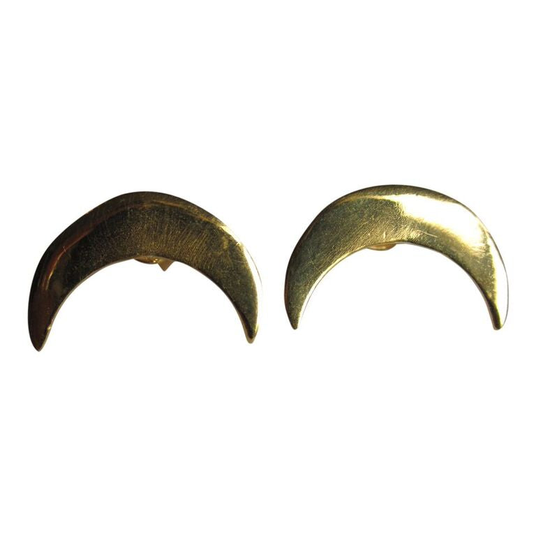 Collard Manson 925 Silver Crescent Studs - Gold
