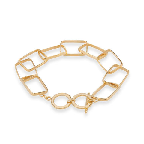 Gold plated rectangle link bracelet