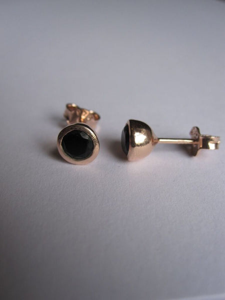 CollardManson 925 Silver Black Onyx Studs- Rose gold plated