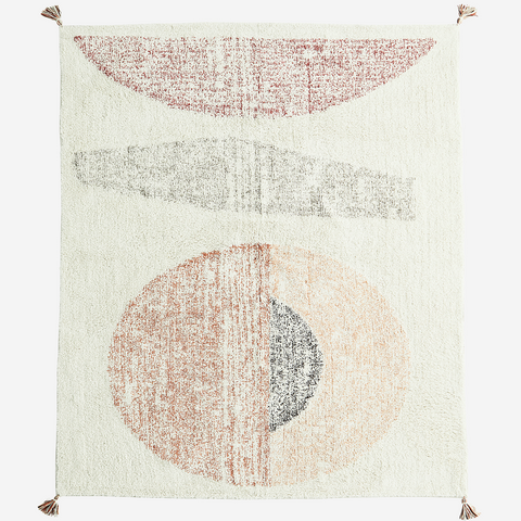 Tufted cotton rug w/ tassels