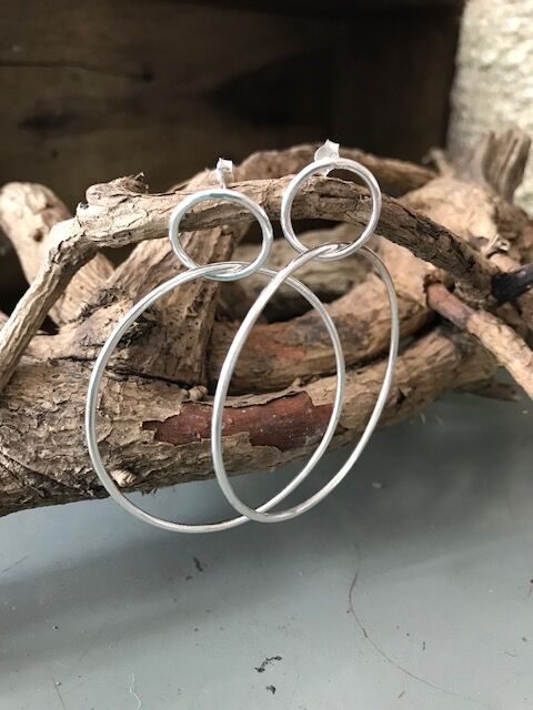 925 Silver Double Circle Hoop Earrings