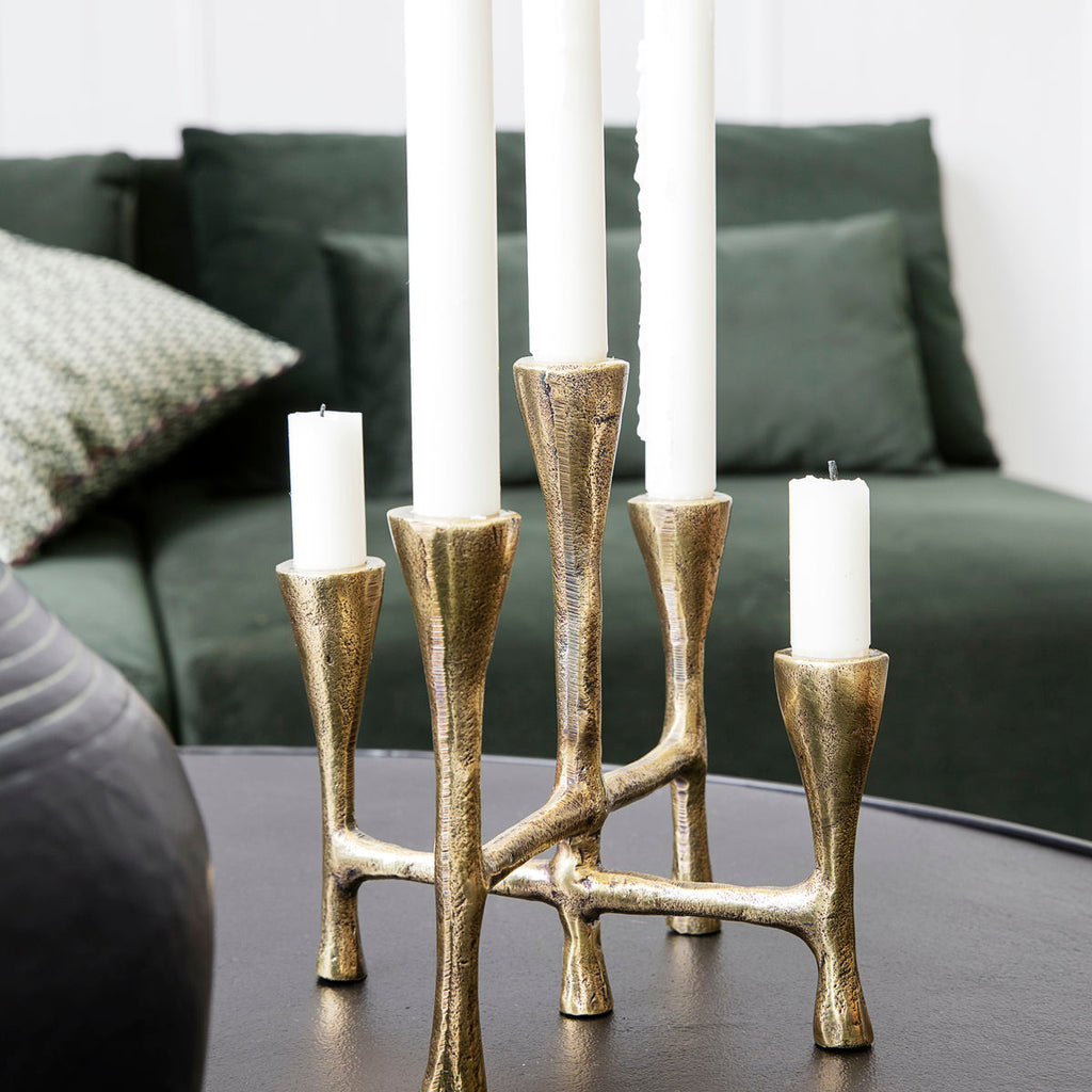 Tristy Candle Stand - Brass Finish