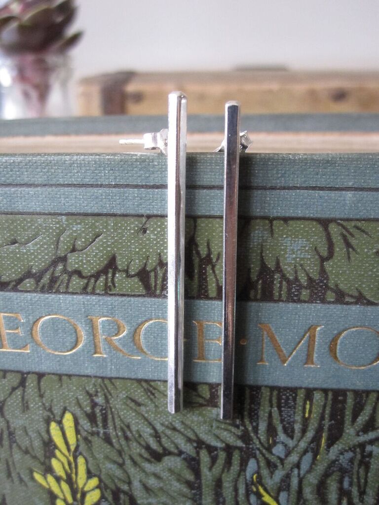 925 Silver Bar Drop Earrings