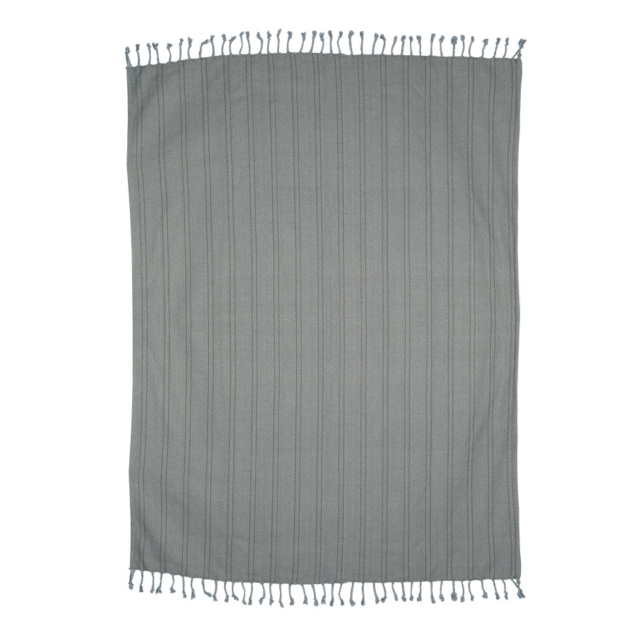 Brushed Cotton Throw - Grey/Purple