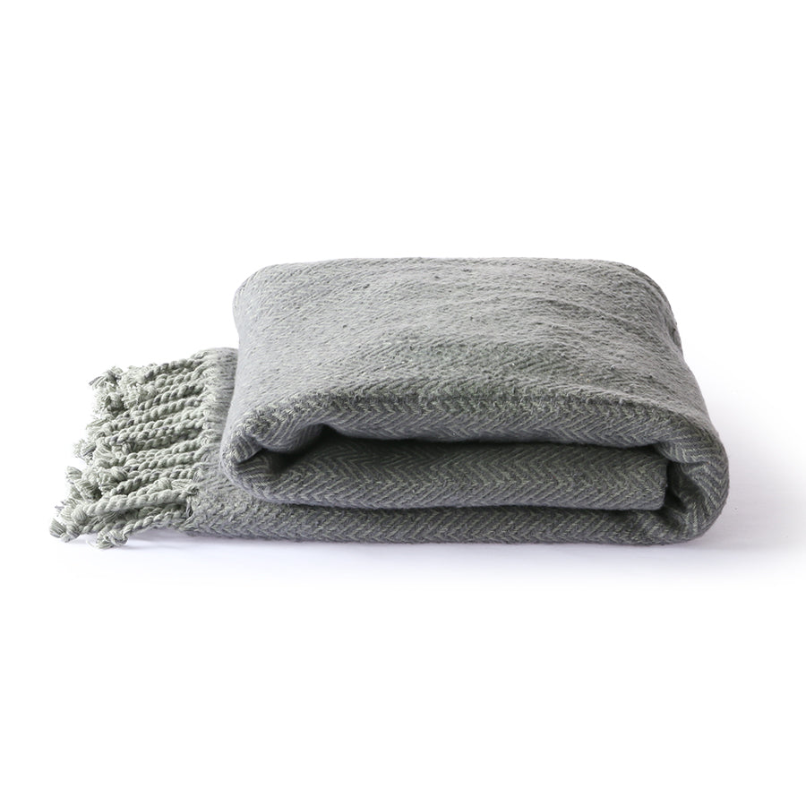 Brushed Cotton Throw - Grey/Purple