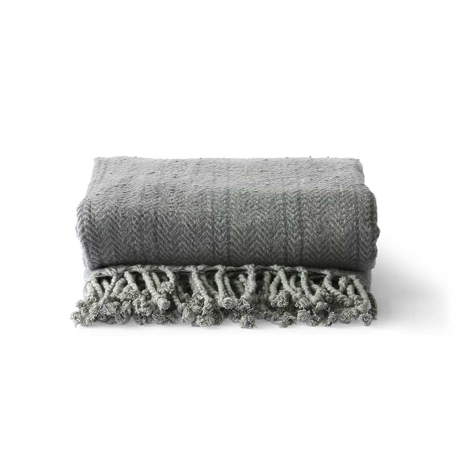 Brushed Cotton Throw - Grey/Purple