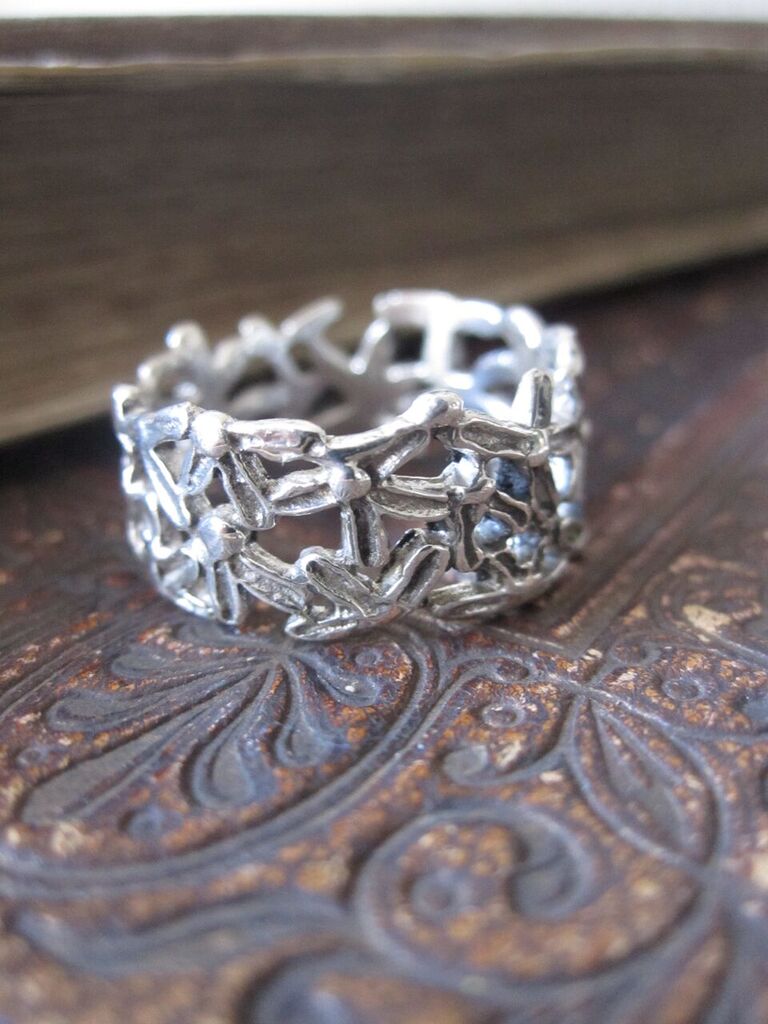 925 Silver Flowers with Oxidised Finish Ring