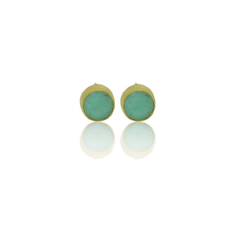CollardManson 925 Silver Chrysophrase Brushed Studs- gold plated