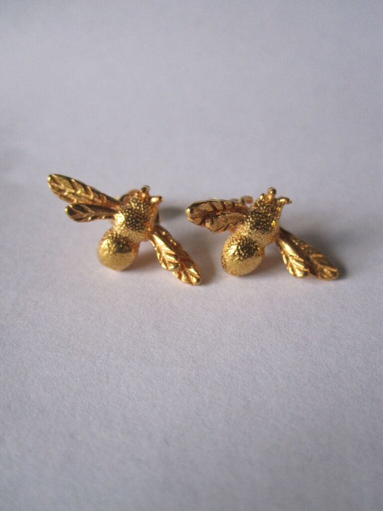 Bee Earrings- 925 Silver with gold plate