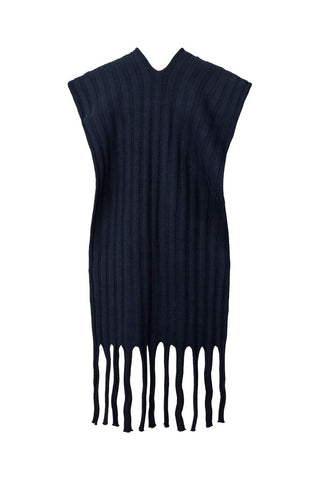 Rabens Saloner Emillia Dual Knit Split Scarf Navy