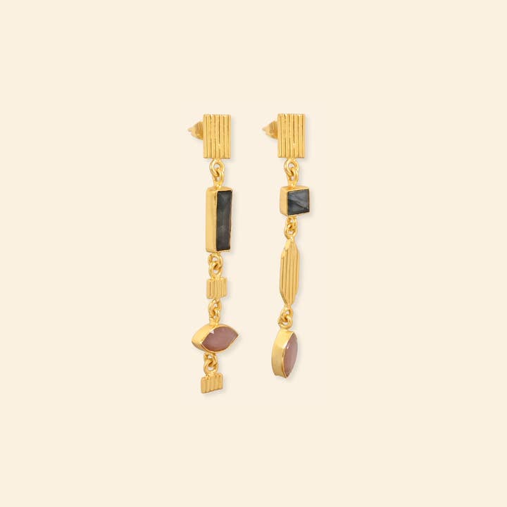 Ekadori Sword Light Grey, Labradorite & Peach Moonstone