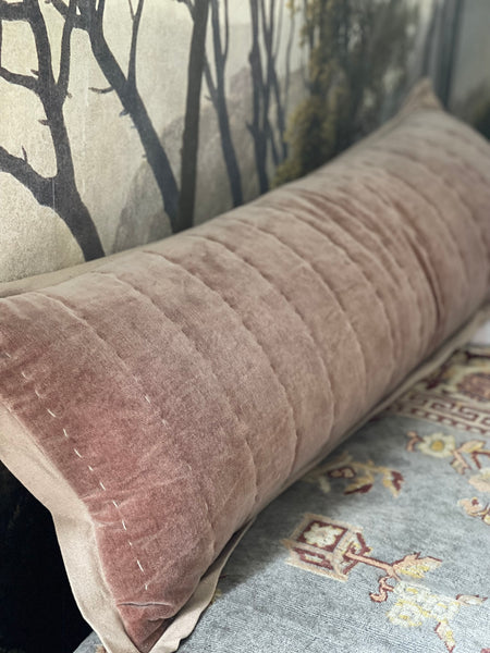 Maitri : Stonewashed Velvet Cushion  - Clay (30x90)