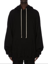 Rick Owens SS26 TEMPLE HUN HOODIE IN BLACK