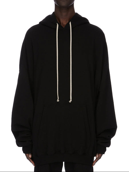 Rick Owens SS26 TEMPLE HUN HOODIE IN BLACK