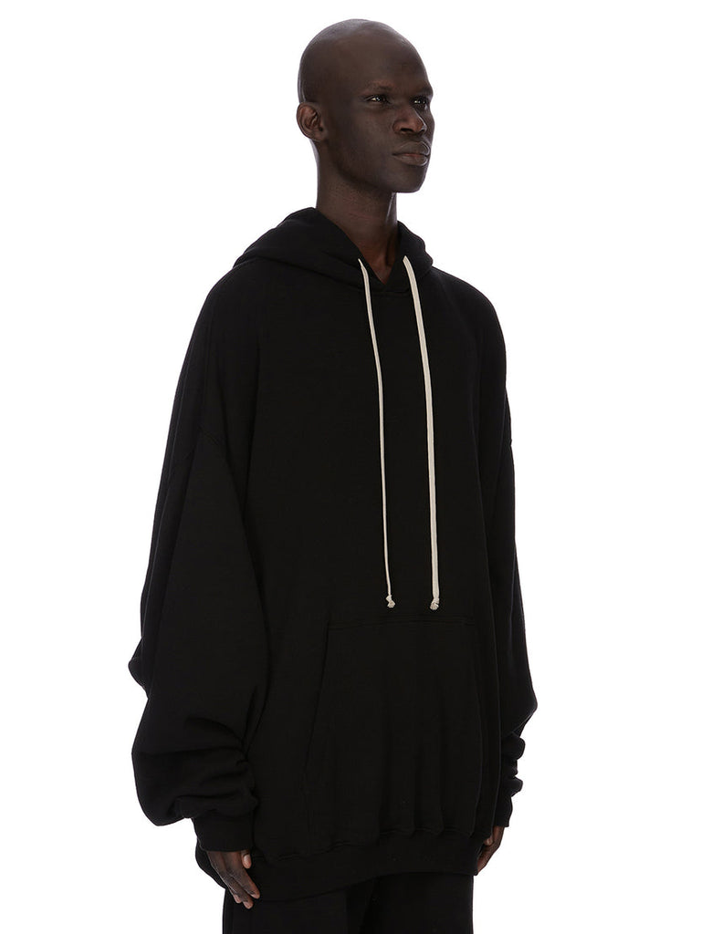 Rick Owens SS26 TEMPLE HUN HOODIE IN BLACK