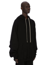 Rick Owens SS26 TEMPLE HUN HOODIE IN BLACK