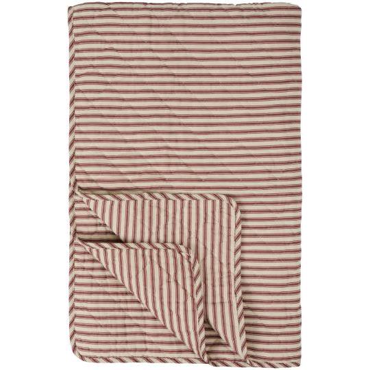 Ib Laursen Quilt sand w/dusty plum stripes