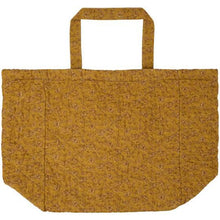 Ib Laursen Bag quilted mustard w/green, grey and brown flower vines