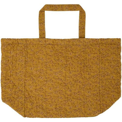 Ib Laursen Bag quilted mustard w/green, grey and brown flower vines