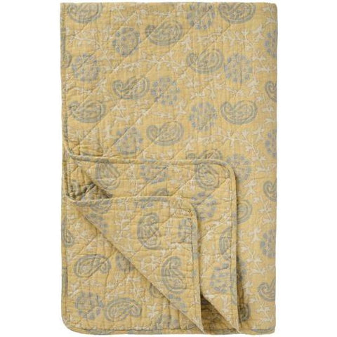 Ib Laursen Quilt soft yellow w/off white and grey pattern