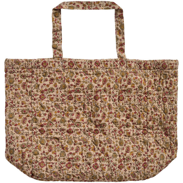 IB Bag quilted brown w/red, orange and grey flower vines