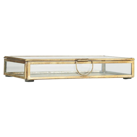IB Glass Box w lid Solitaire Oblong brass