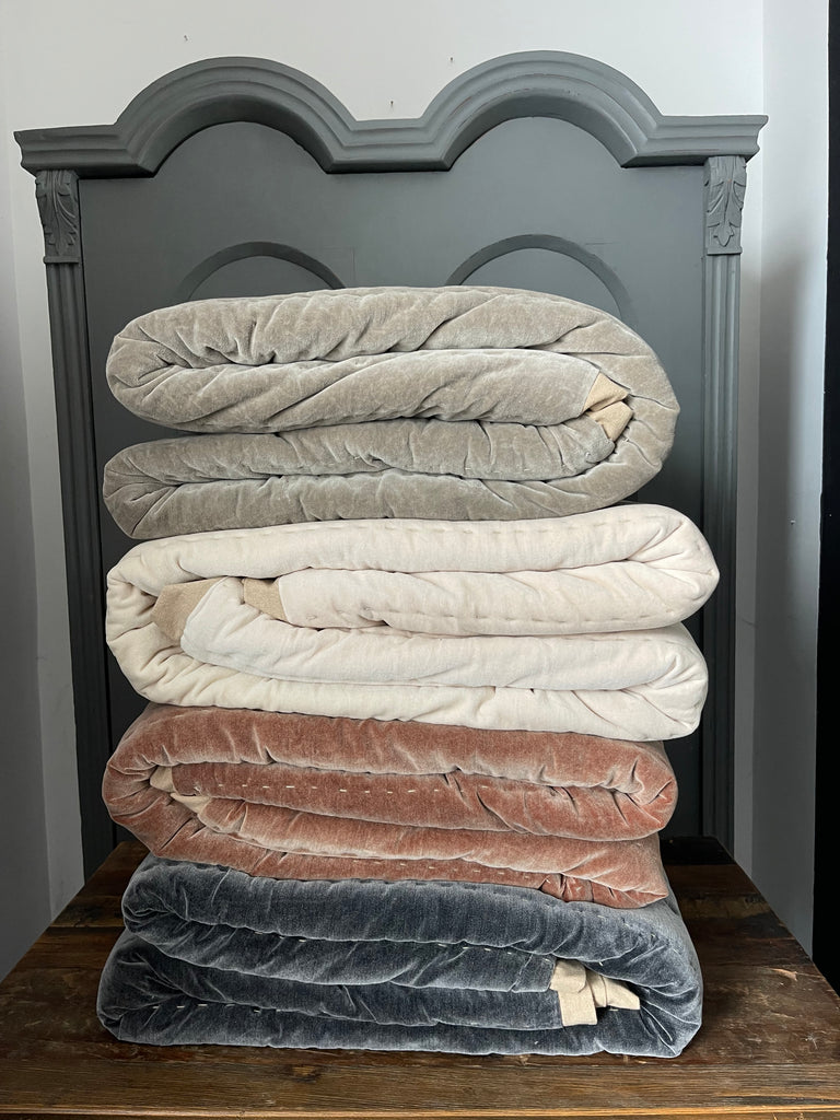 Maitri: Stonewashed Velvet quilt - CLAY