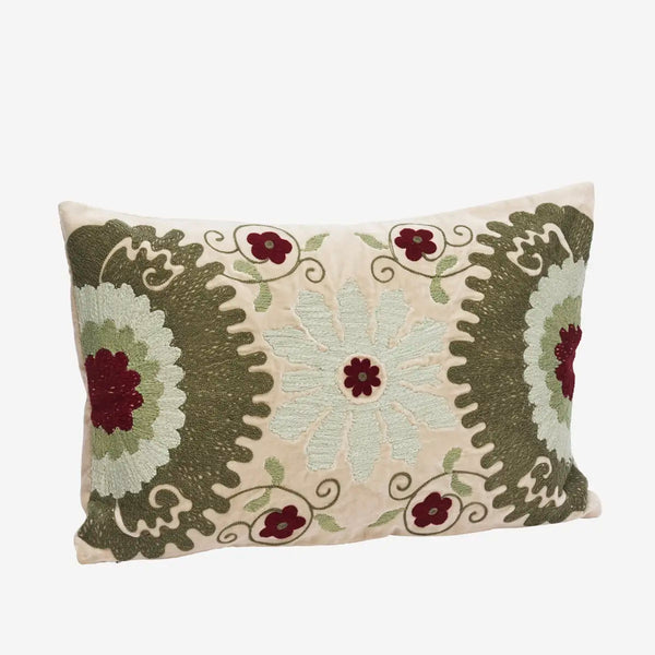 Madam Stoltz embroidered velvet cushion cover