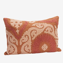 Madam Stolz Suzani embroidered cushion cover orange, dusty rose