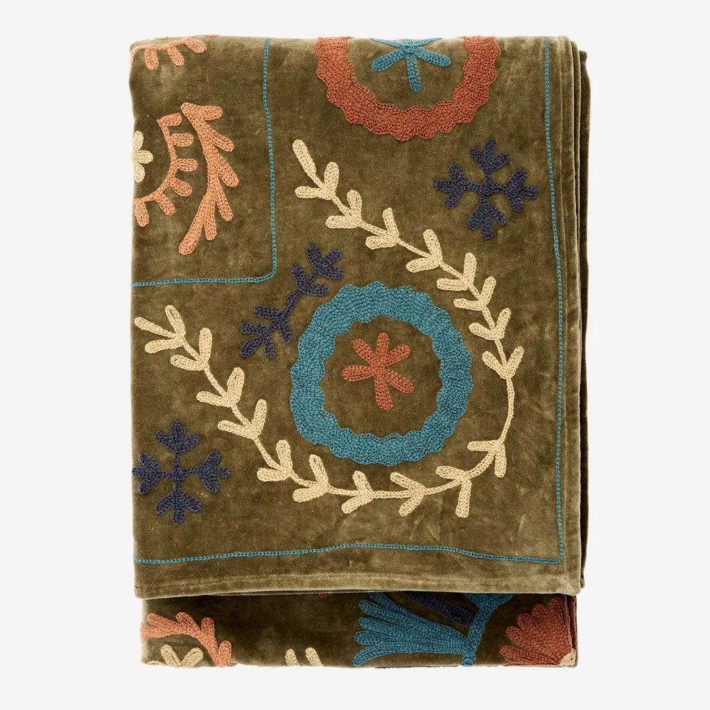 Madam Stolz Suzani embroidered velvet throw