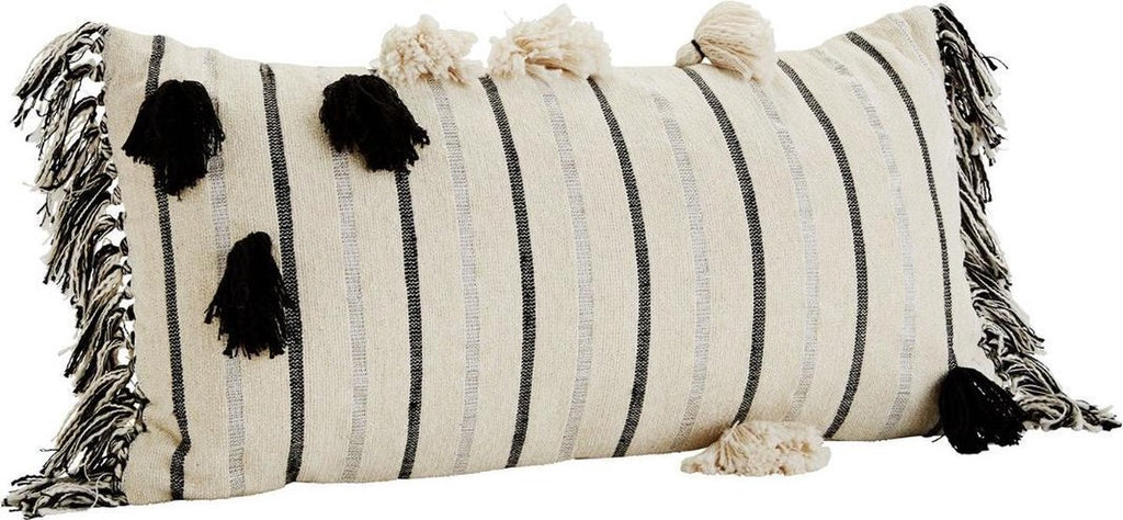 MADAM STOLTZ Cushion cover Chenille Off white/black