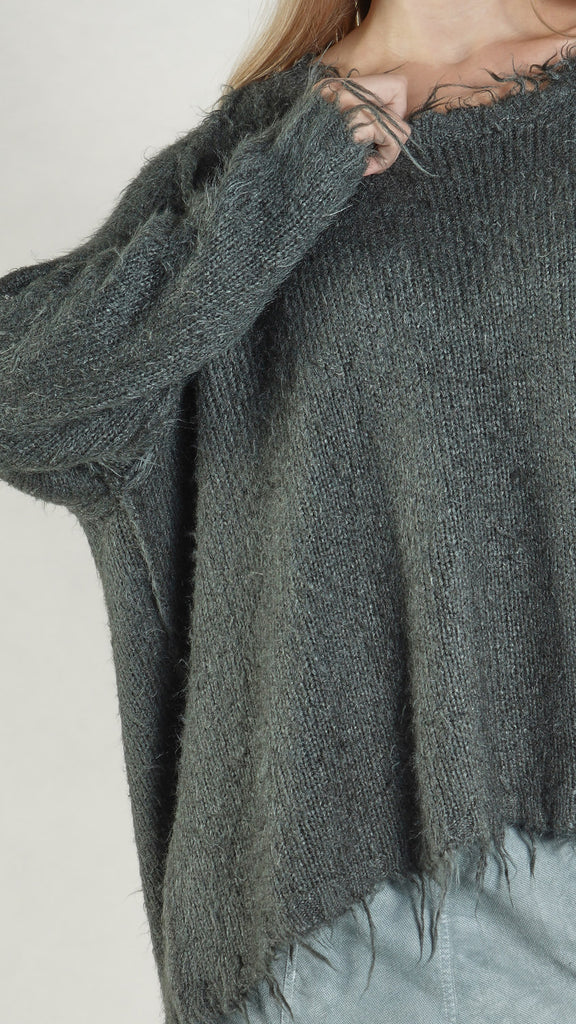 Rundholz SS26 2650706 silk Pullover - Seaweed