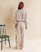 AW26 BLOUSE Pleated beige stripes