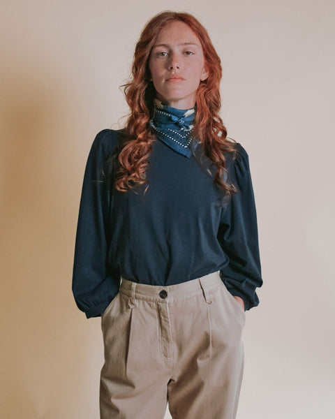 AW26 T-shirt Anthracite grey balloon sleeves