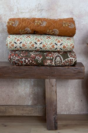 Vintage Quilt Flower Pattern Terracotta