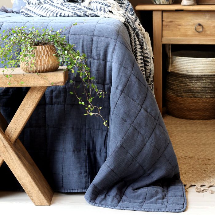 Quilt Bedspread Vintage L240/W240 cm midnight