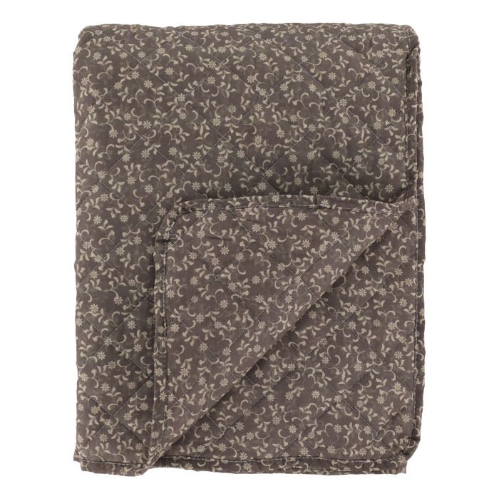 Quilt w. flowers L180/W130 cm latte & sand
