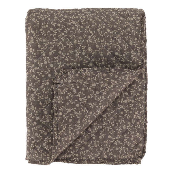Quilt w. flowers L180/W130 cm latte & sand
