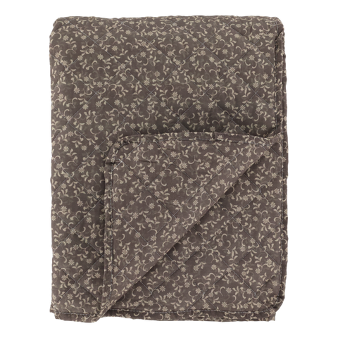 Quilt w. flowers L180/W130 cm latte & sand