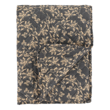 Quilt w. leaf pattern L180/W130 cm midnight & sand