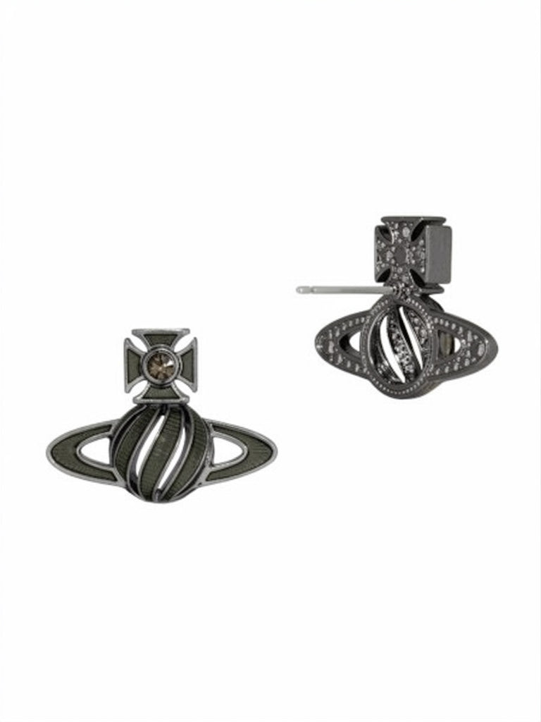 Vivienne Westwood SAMIRA BAS RELIEF EARRINGS - RUTHENIUM/BLACK DIAMOND