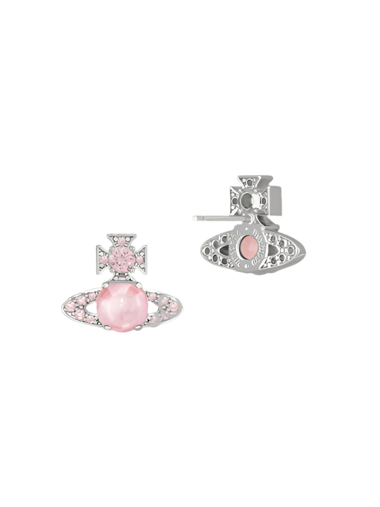 Vivienne Westwood ONDINA EARRINGS - PLATINUM / PINK CZ