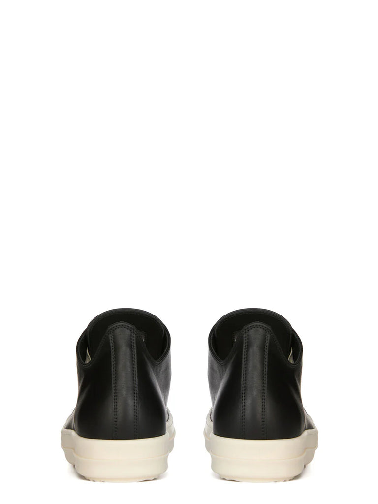 Rick Owens SS26 Temple Low Sneaks in Black/Milk/Milk Full Grain Cow Leather
