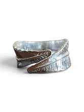 925 silver wrapped leaf ring OXIDISED