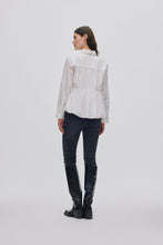 Rabens Saloner Poplin puffed hem shirt Sophie White and Black available