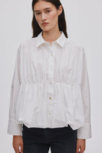 Rabens Saloner Poplin puffed hem shirt Sophie White and Black available