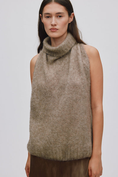 Rabens Saloner Aifa Superlight halter top I Mushroom