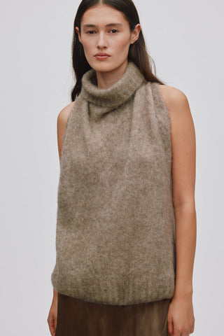 Rabens Saloner Aifa Superlight halter top I Mushroom