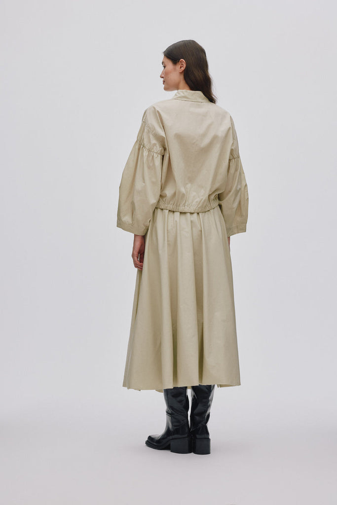 Rabens Saloner Poplin shirt box pleat sleeve Veda Grey and Black available